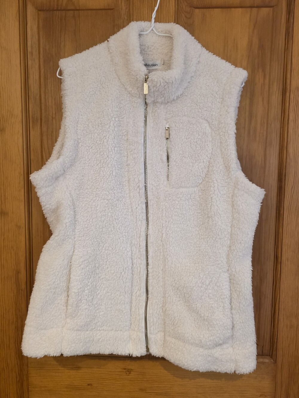 NWT Calvin Klein Cream Sherpa Zip Vest Size L